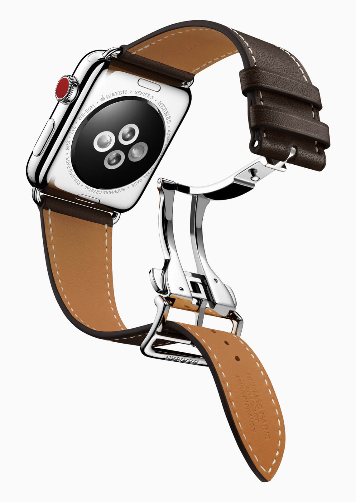 Deployant folding clasp for Hermes leather straps