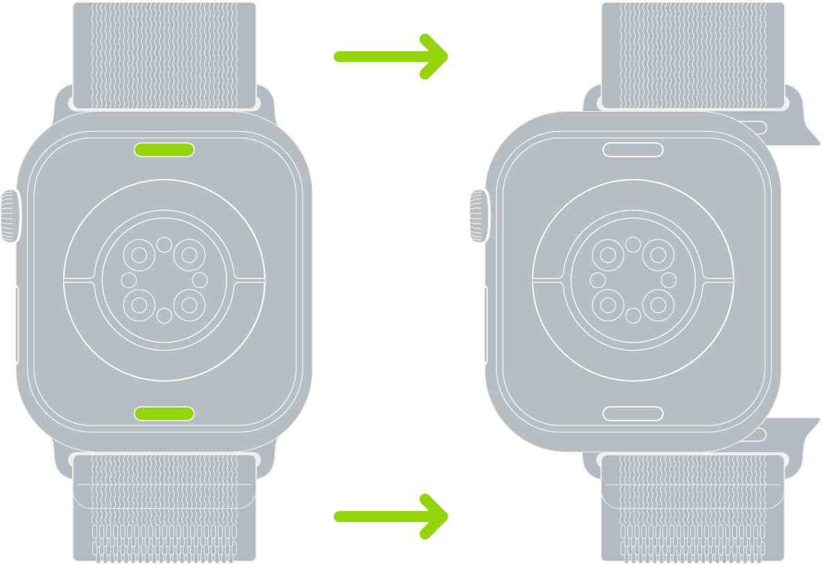Apple Watch bands use a slide-and-click connector system