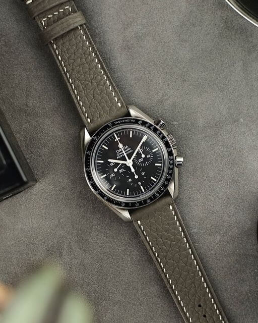 Omega Speedmaster on leather watch strap by Artisan Straps