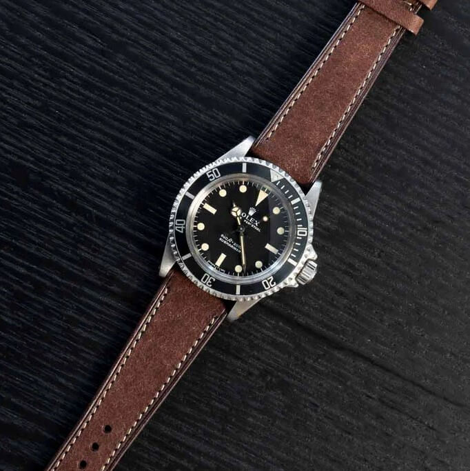 Band & Bezel brown leather strap on Rolex Submariner