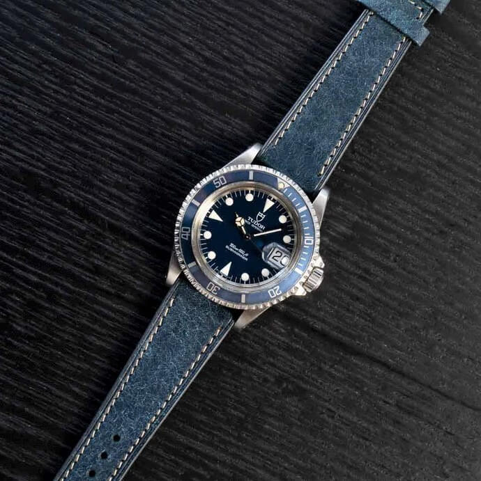 Band & Bezel blue leather watch strap