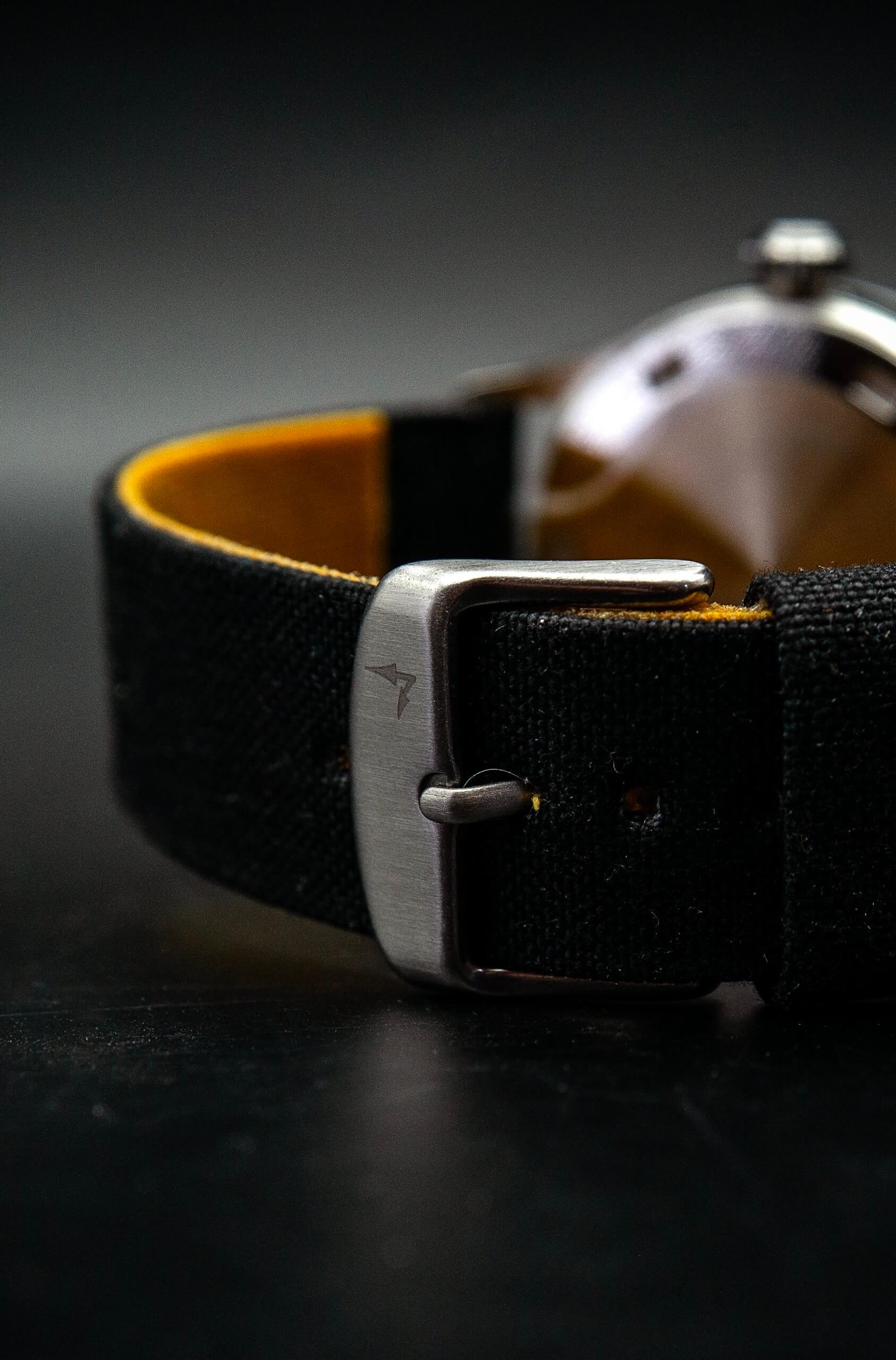 black waxed canvas strap