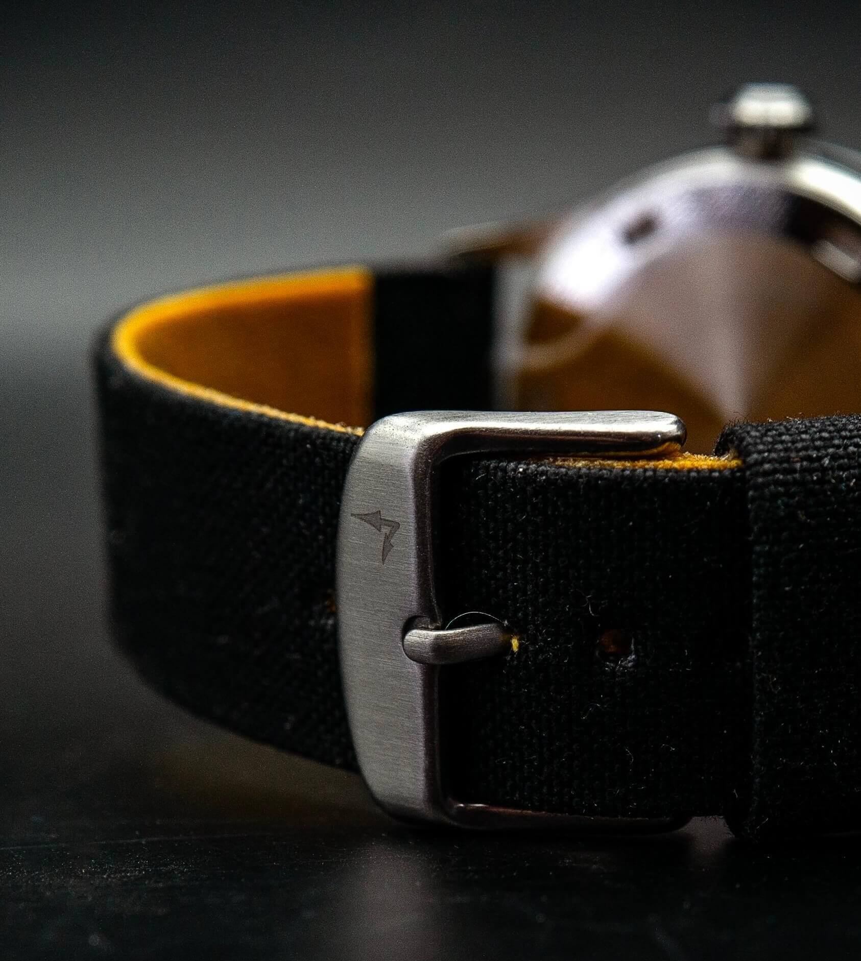 black waxed canvas strap