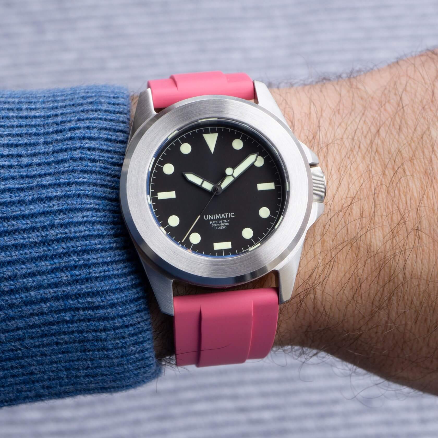 Pink FKM Rubber Strap by Brodinkee and StrapHabit