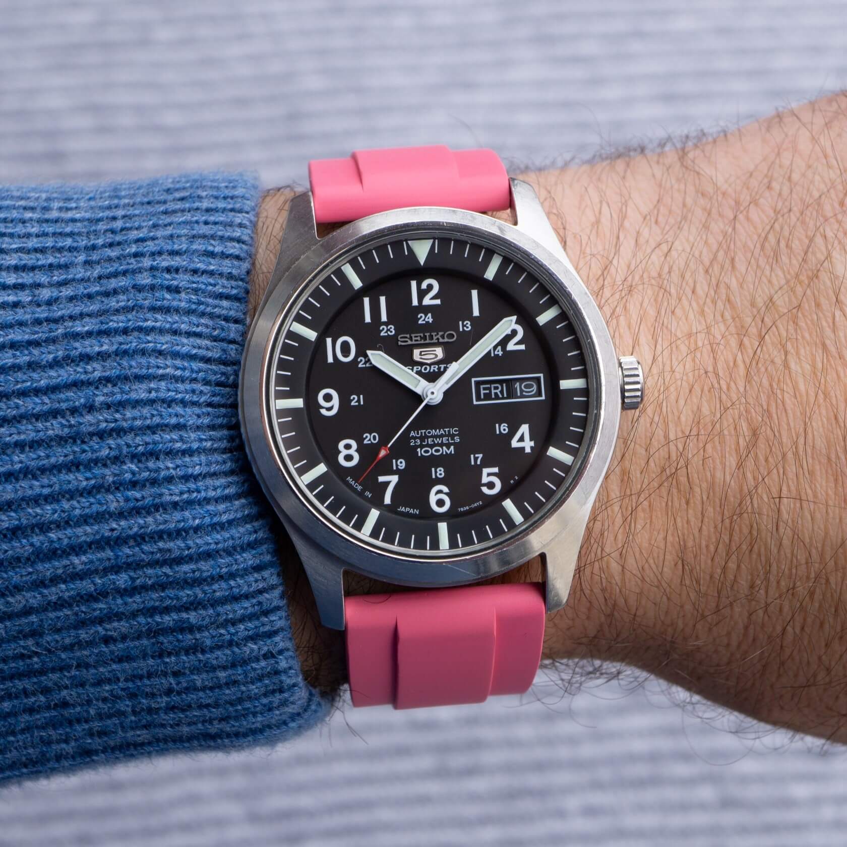 Pink FKM Rubber Strap by Brodinkee and StrapHabit