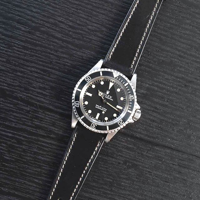 black Chromexcel leather watch strap