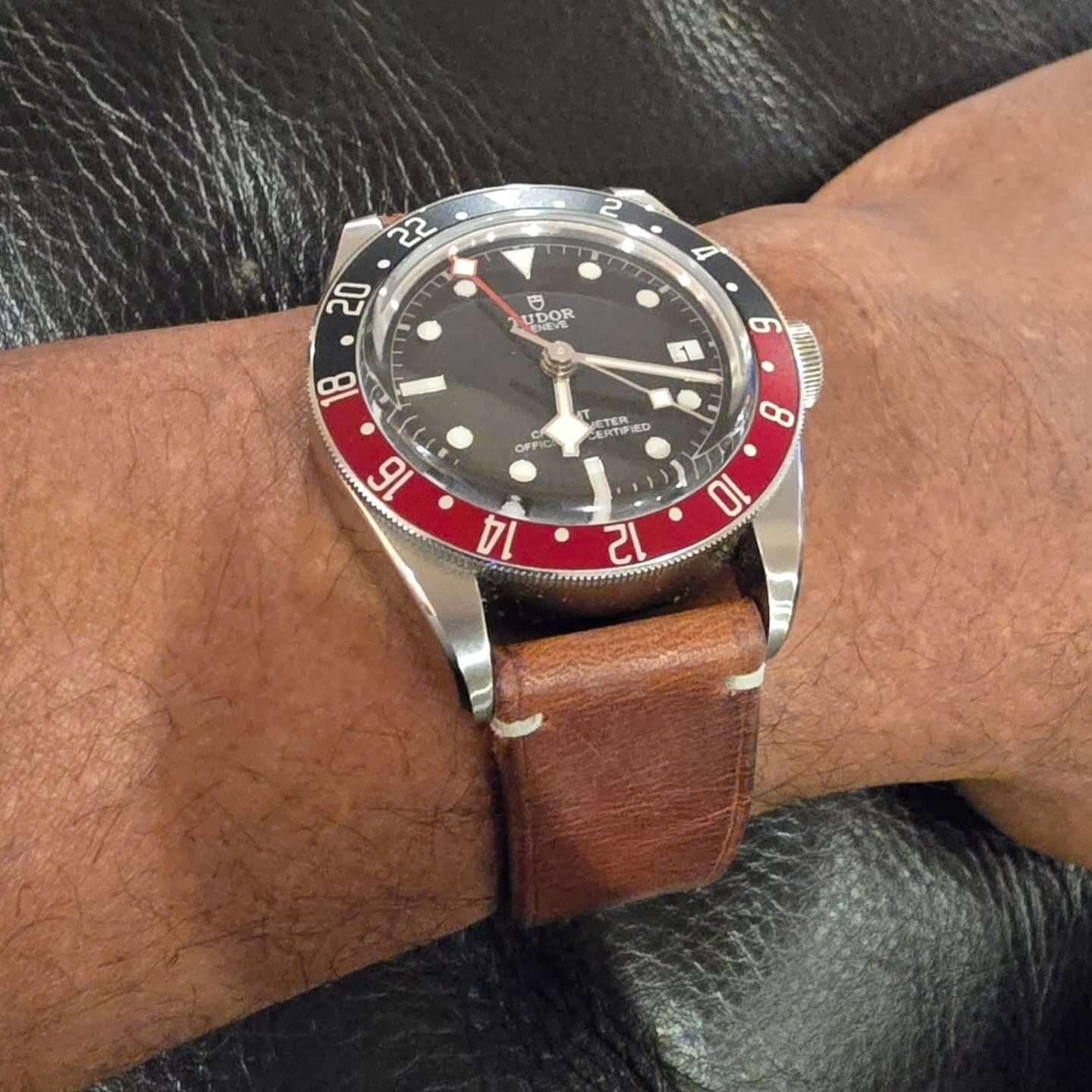 Chas In Time two piece leather watch strap