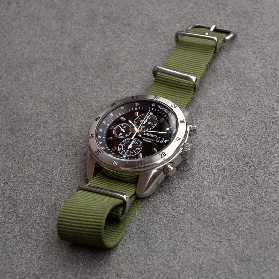 green crown and buckle standard nato strap