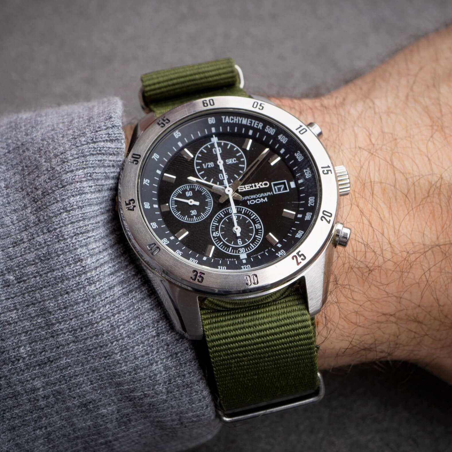 green crown and buckle standard nato strap