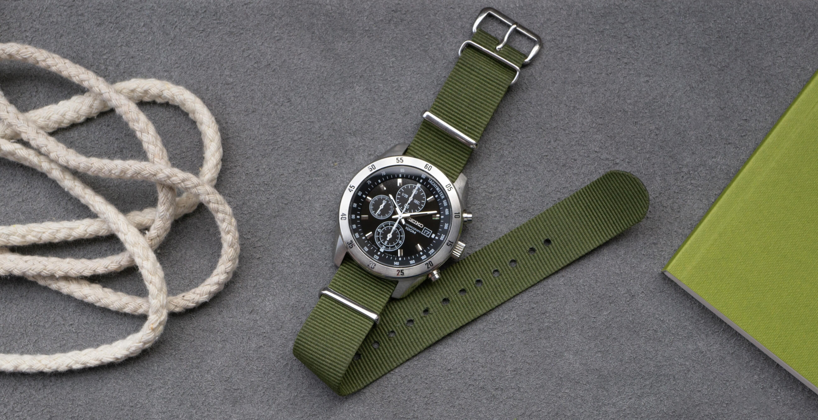 green crown and buckle standard nato strap