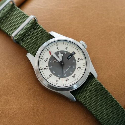 Crown & Buckle single-pass green Supreme nato strap