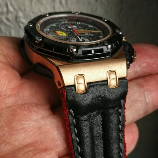 AP Offshore on custom leather strap by Gunny Straps 