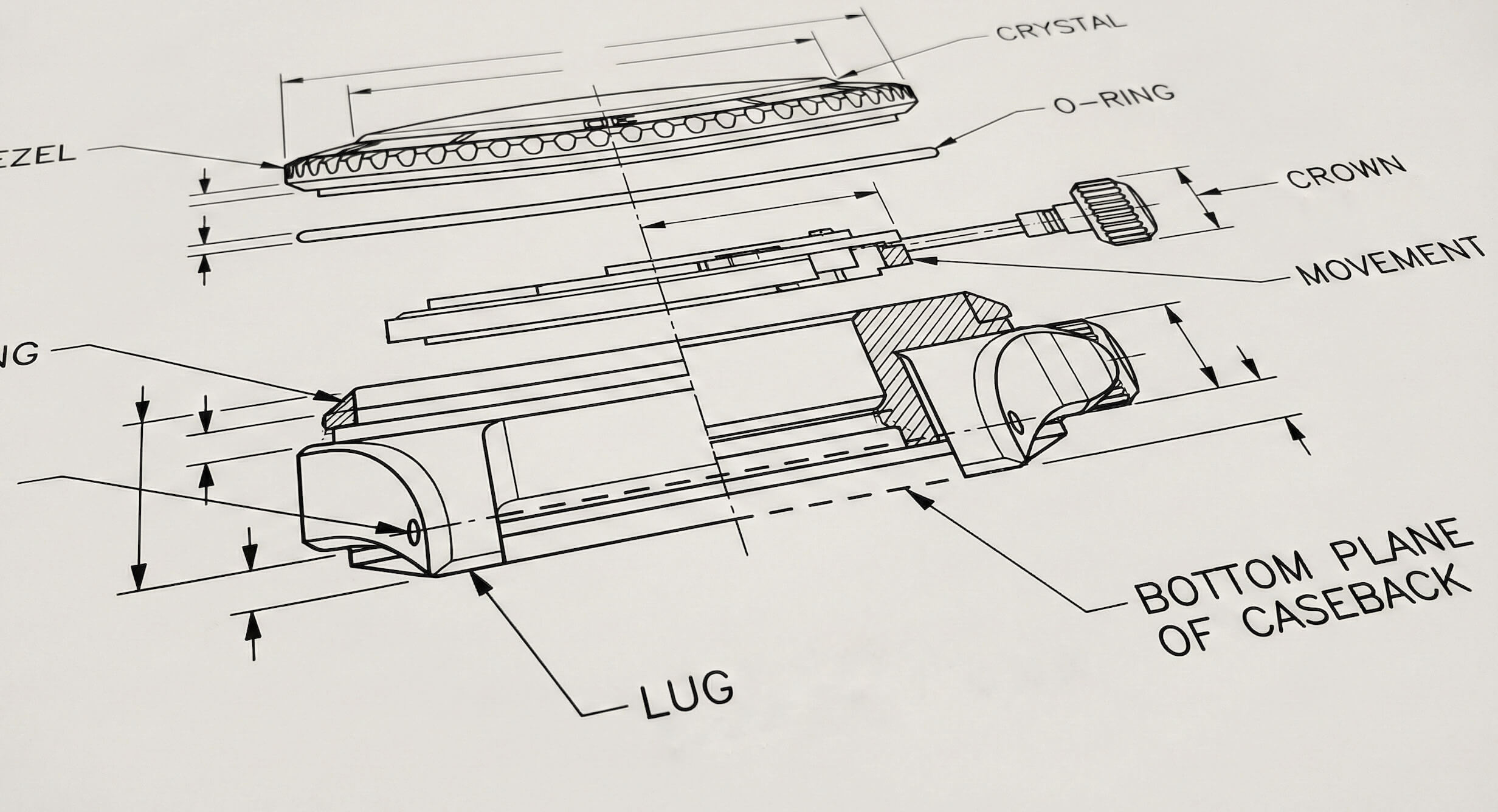 schematics of a dive watch