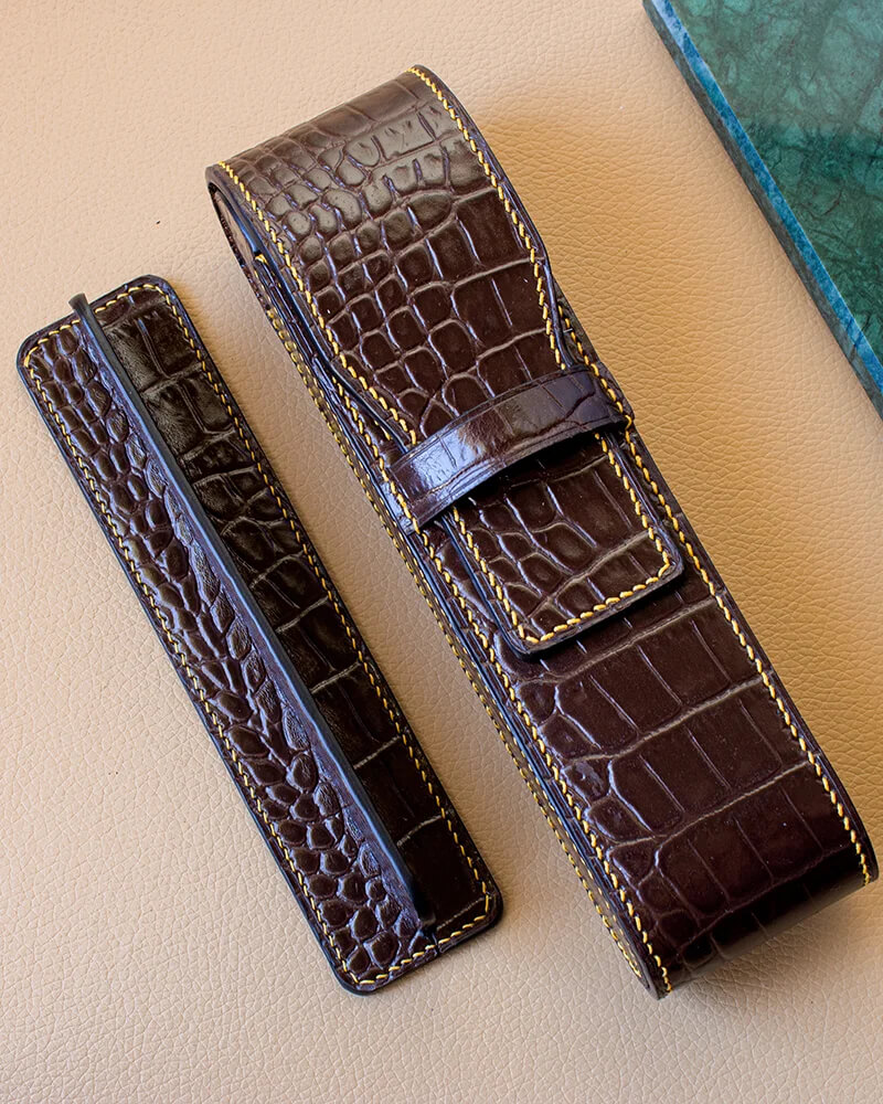 leather fountain pen case for 2 pens