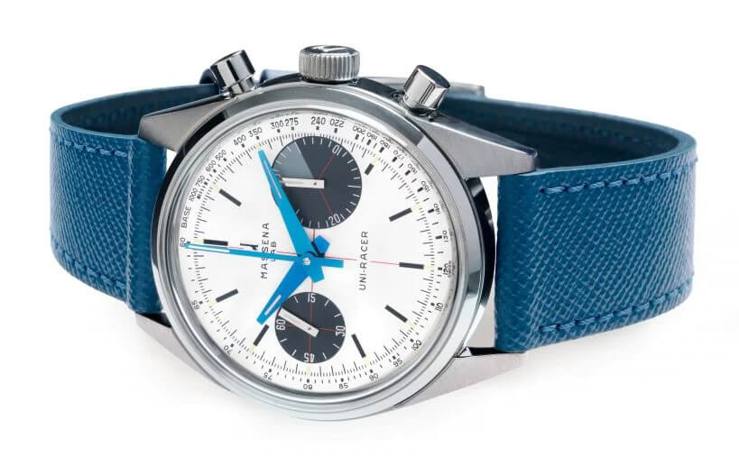 blue saffiano leather strap