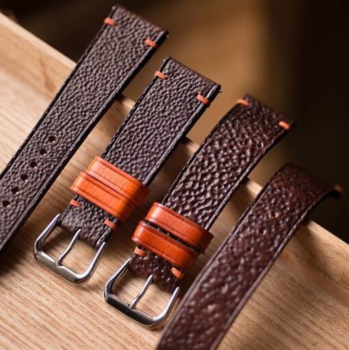 Brown leather watch straps by mill handmade