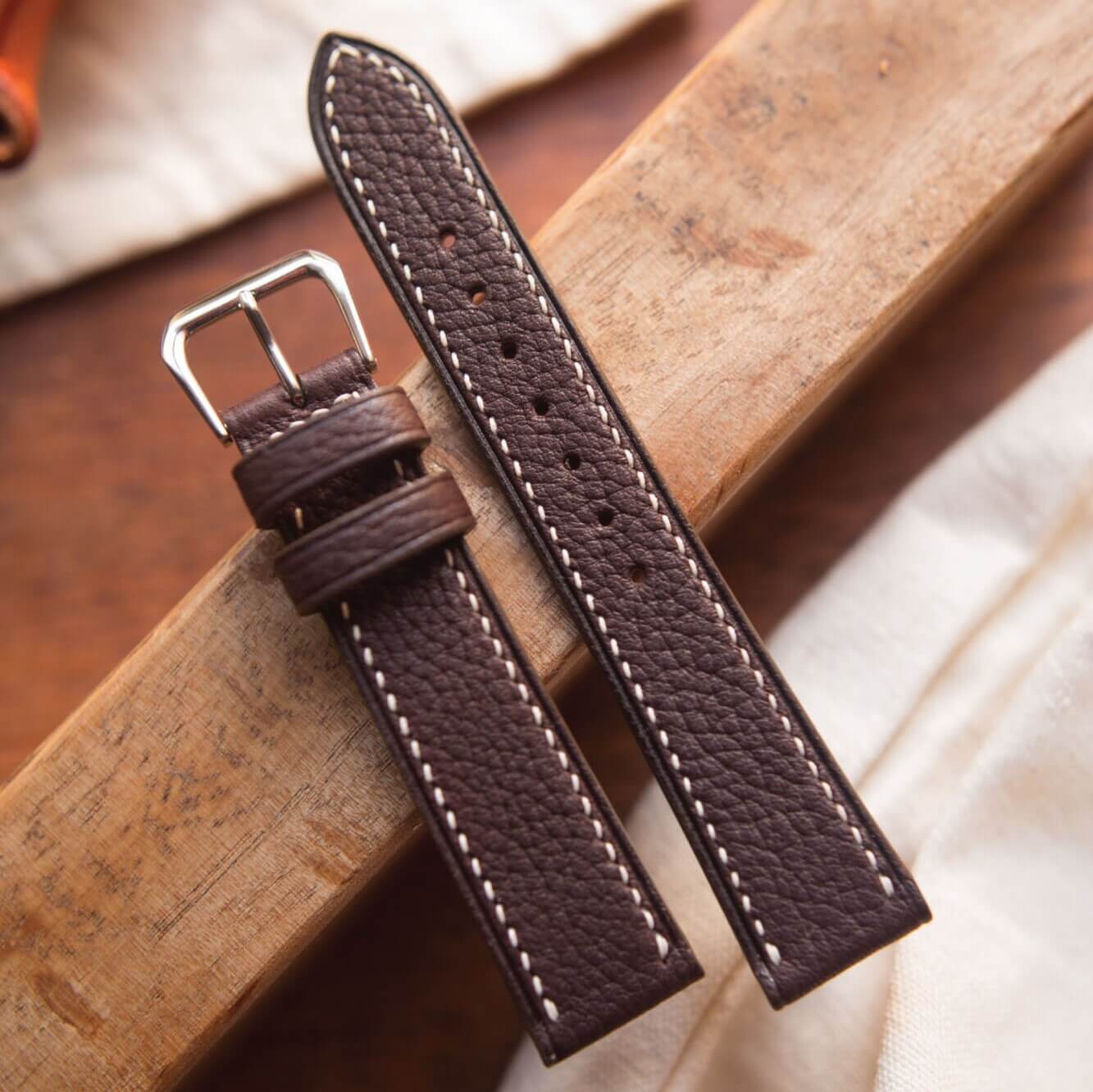 Brown leather watch straps by mill handmade