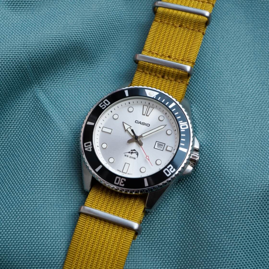 mustard yellow nylon strap