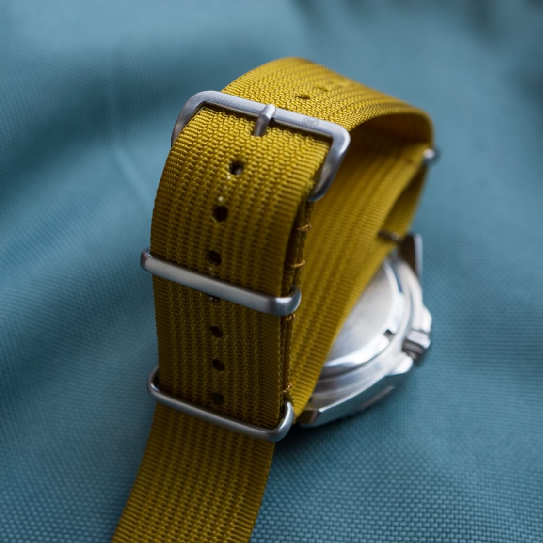 mustard yellow ribbed watch straps by CNS Watch Bands