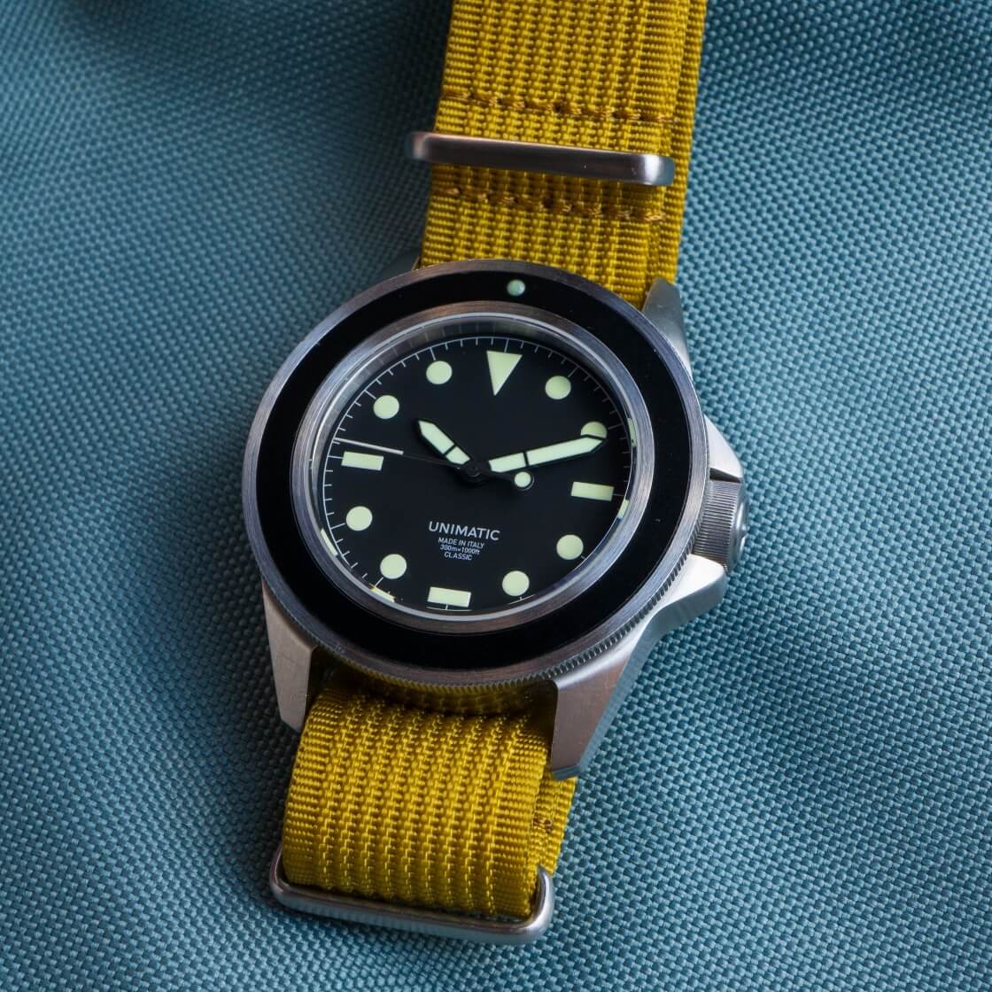 mustard yellow nylon strap