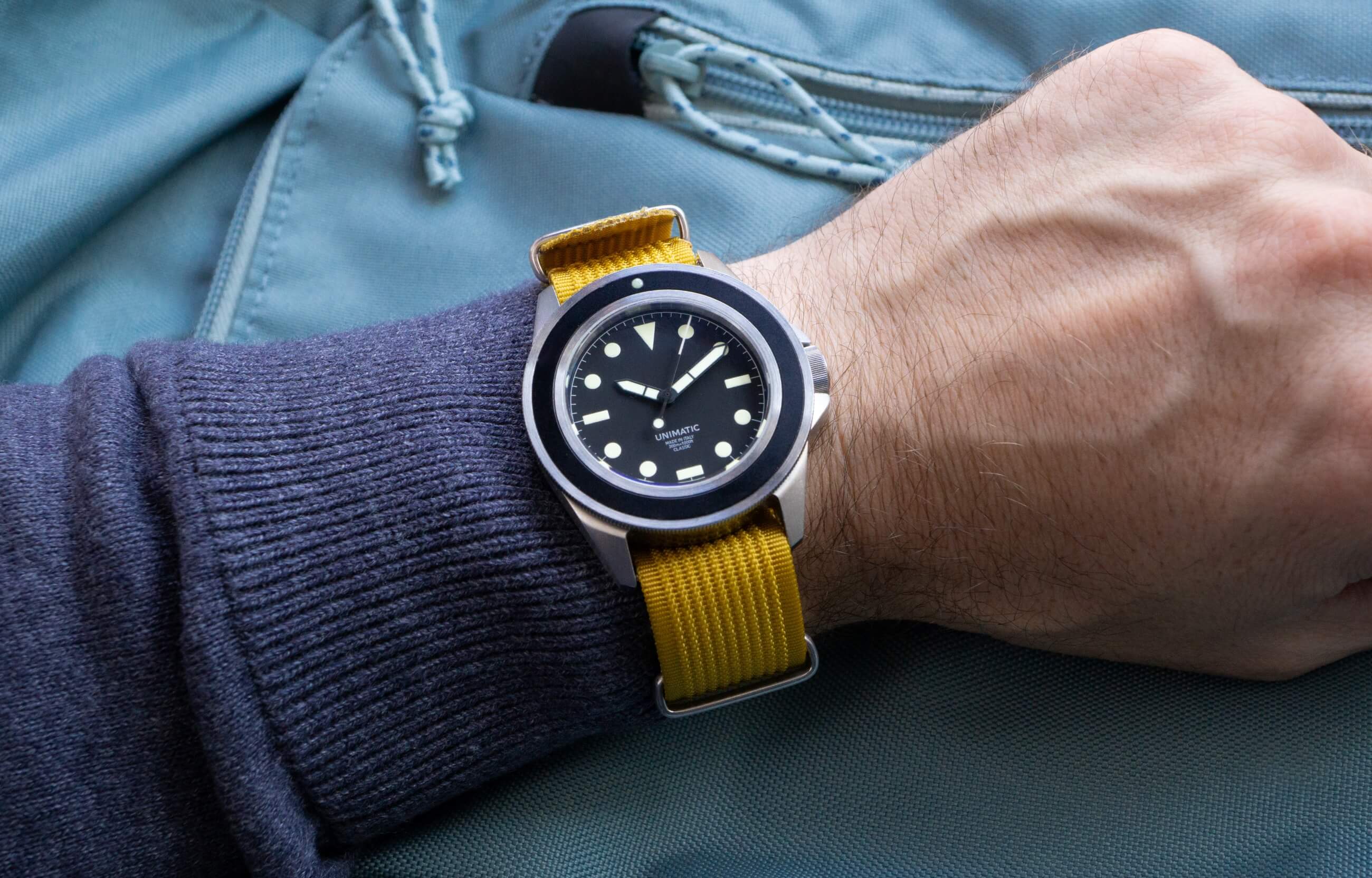 mustard yellow nylon strap