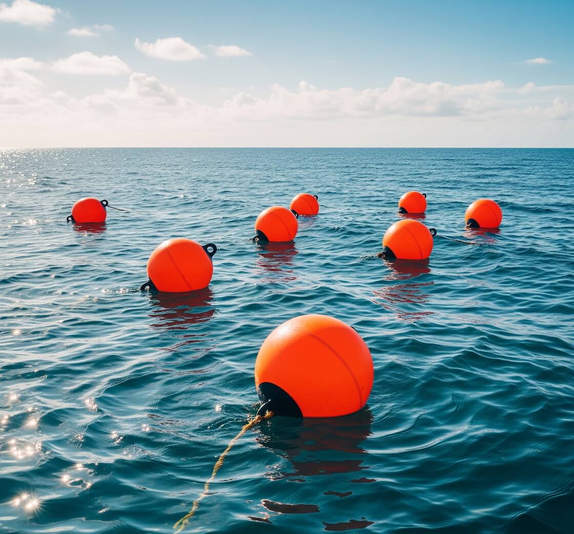 orange buoys in the ocean