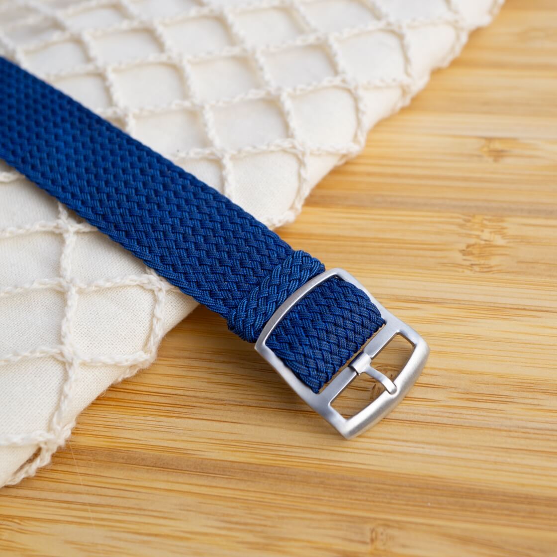 blue perlon strap by crown and buckle