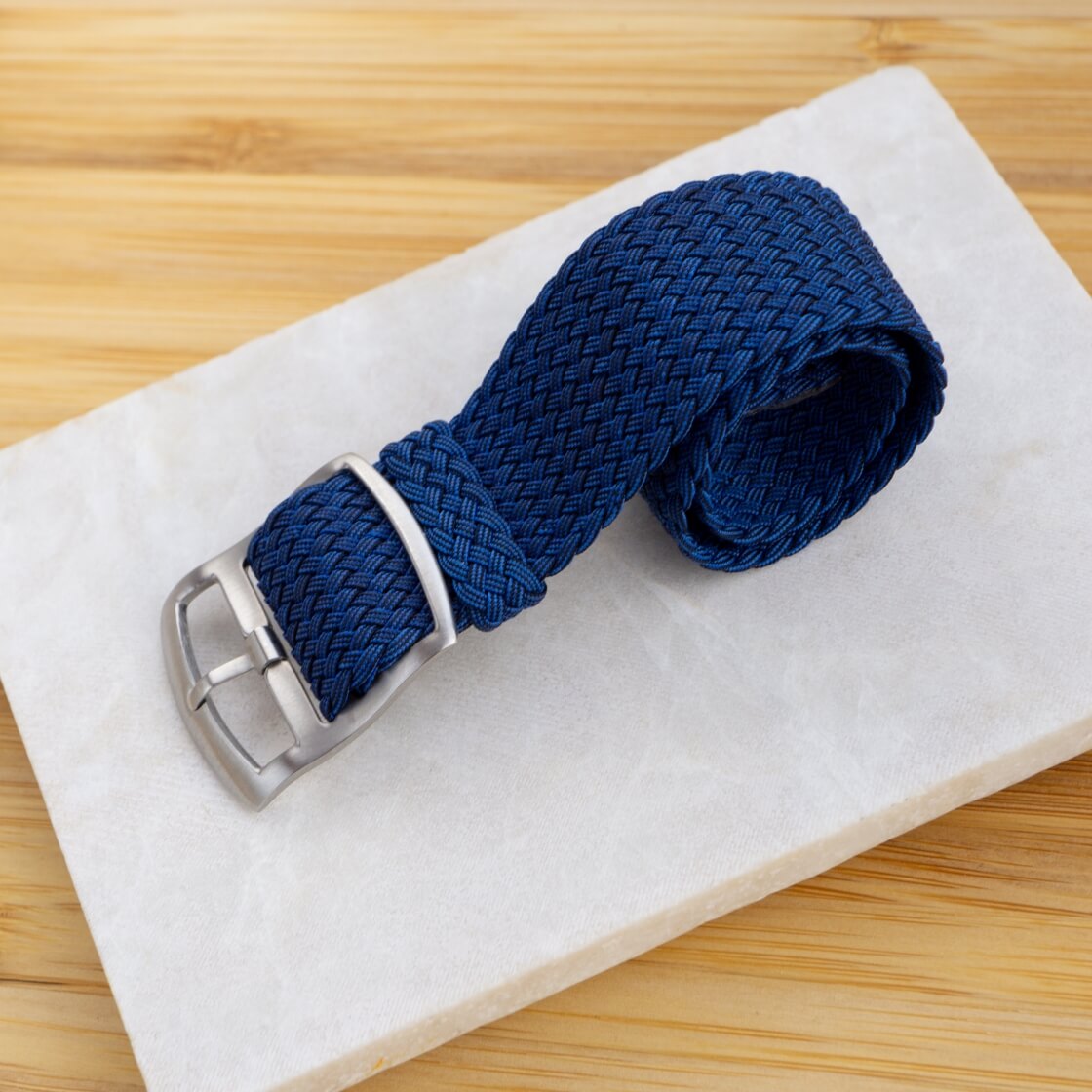 blue perlon strap by crown and buckle