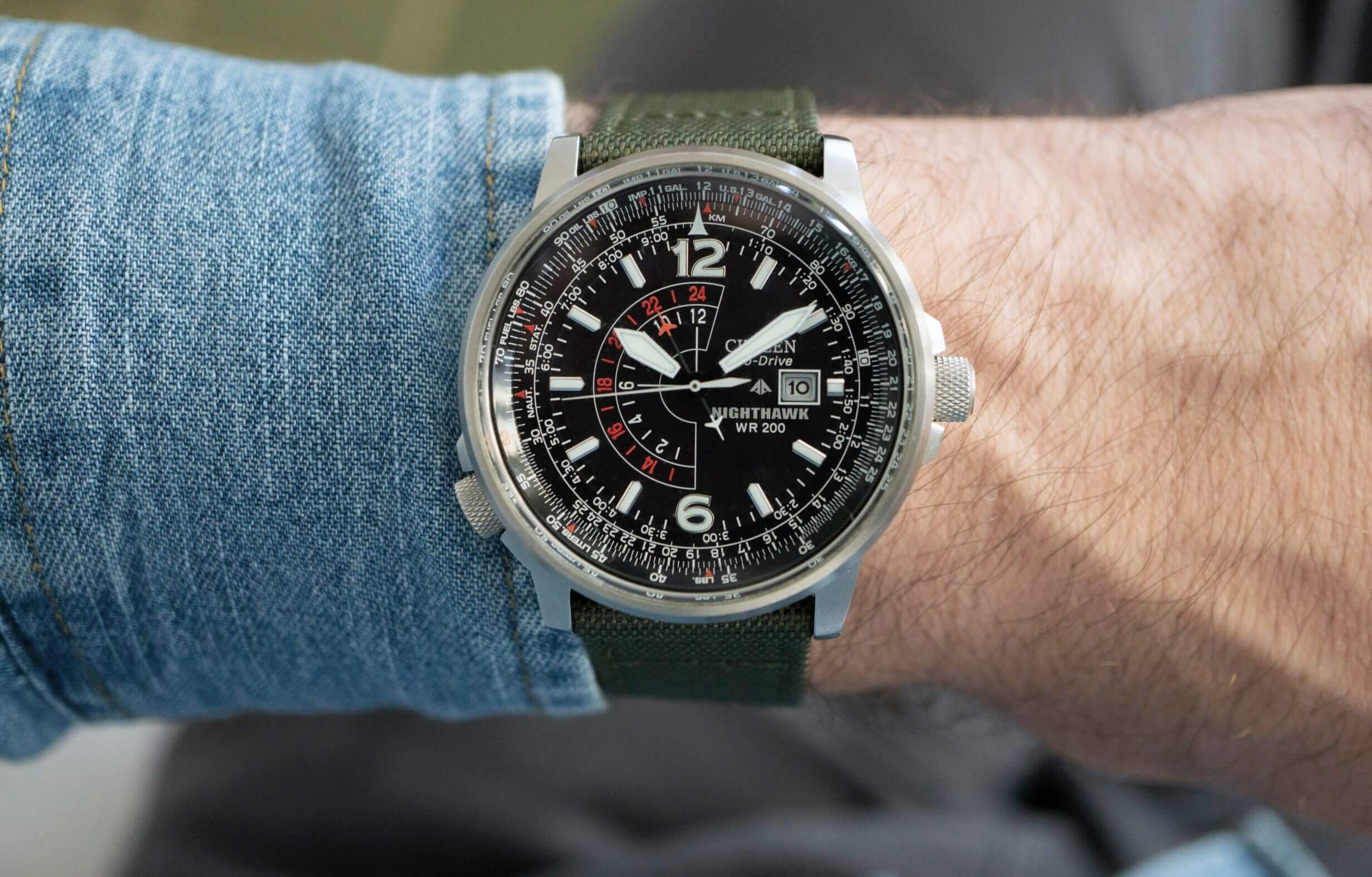 green sailcloth strapon a Citizen Nighthawk