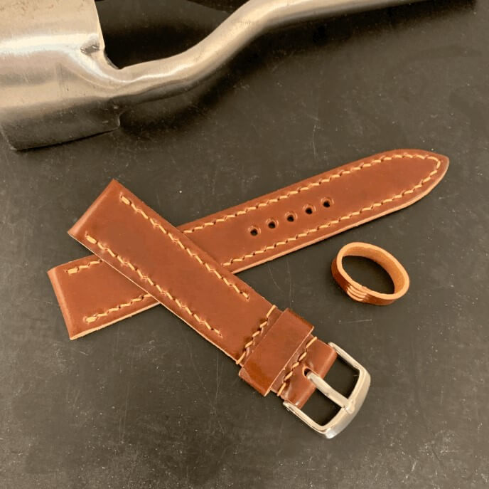 Brown shell cordovan strap by Rover Haven