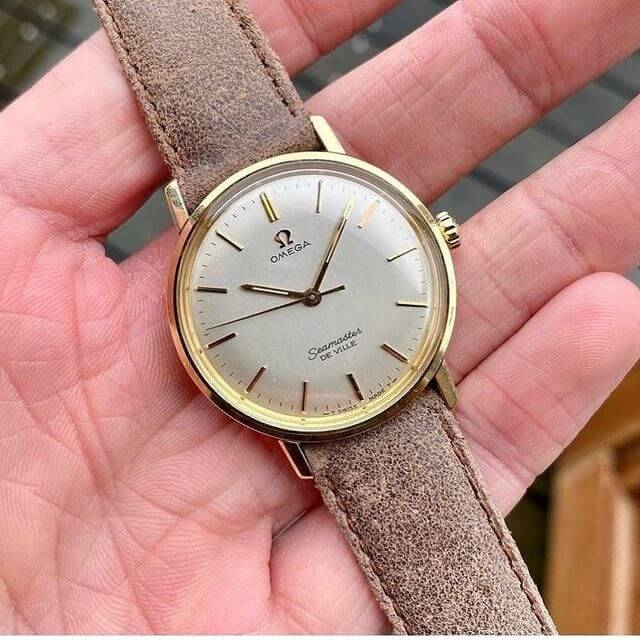 Singular Straps brown watch band on vintage Omega watch