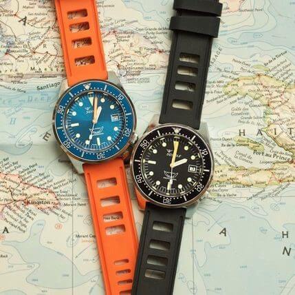 Singular Straps rubber diver watch straps on Squale watches