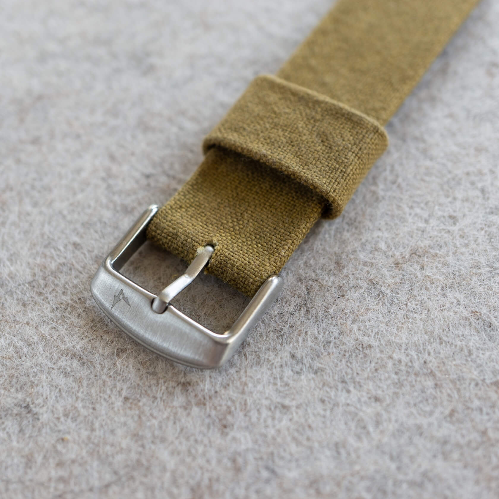 buckle and the keeper of the substation waxed canvas strap