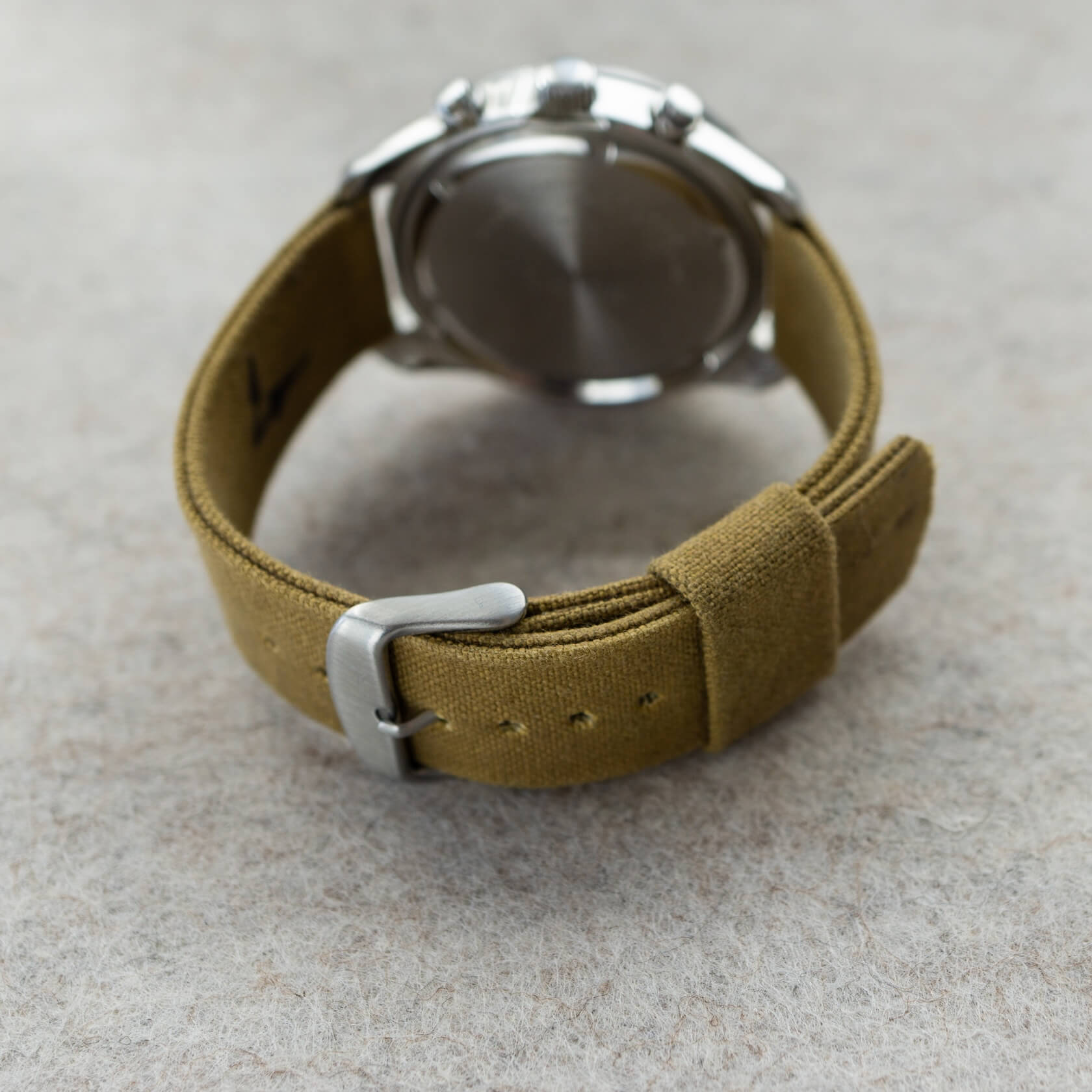 substation waxed canvas strap from the caseback view