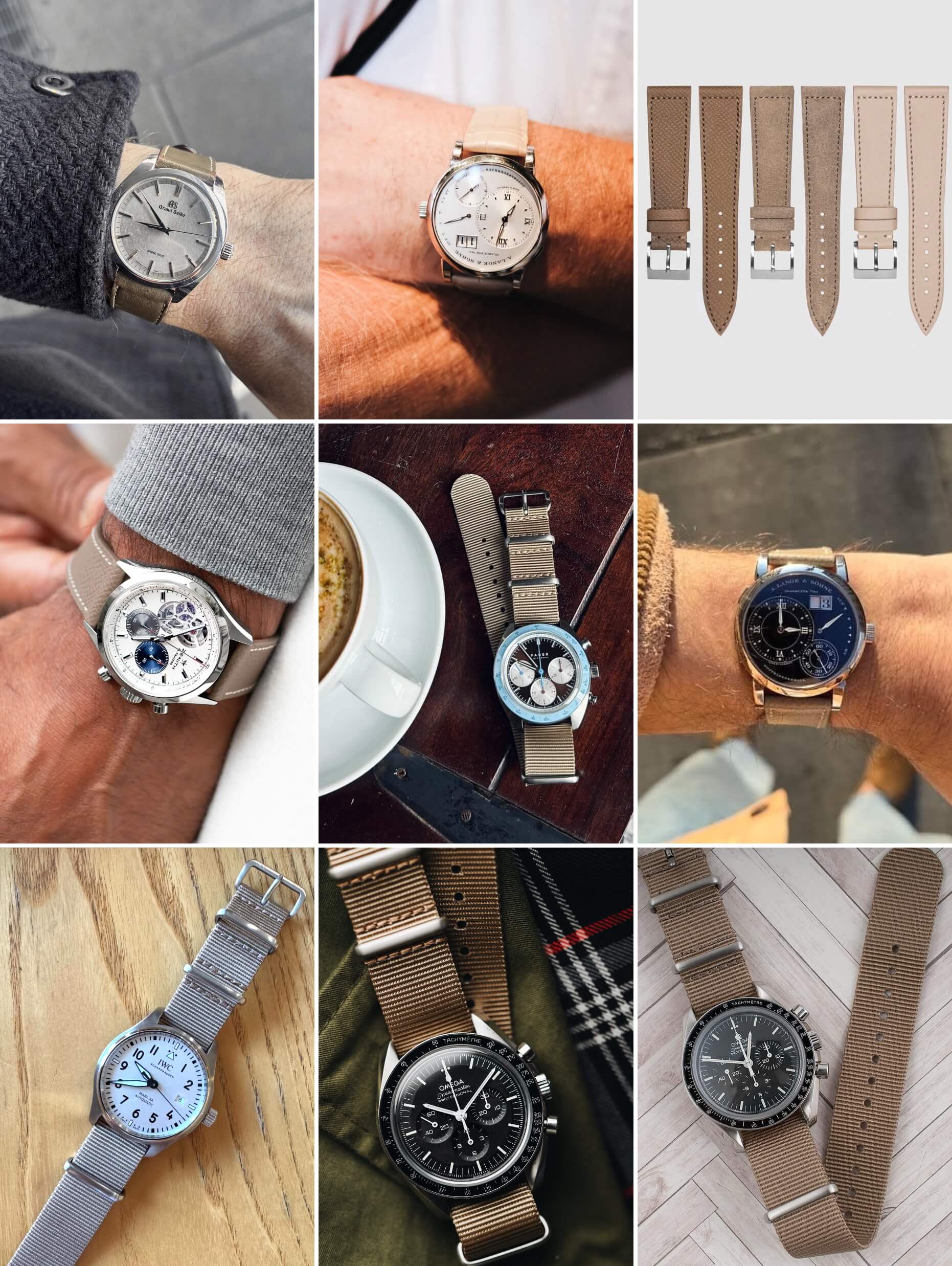 A selection of taupe straps