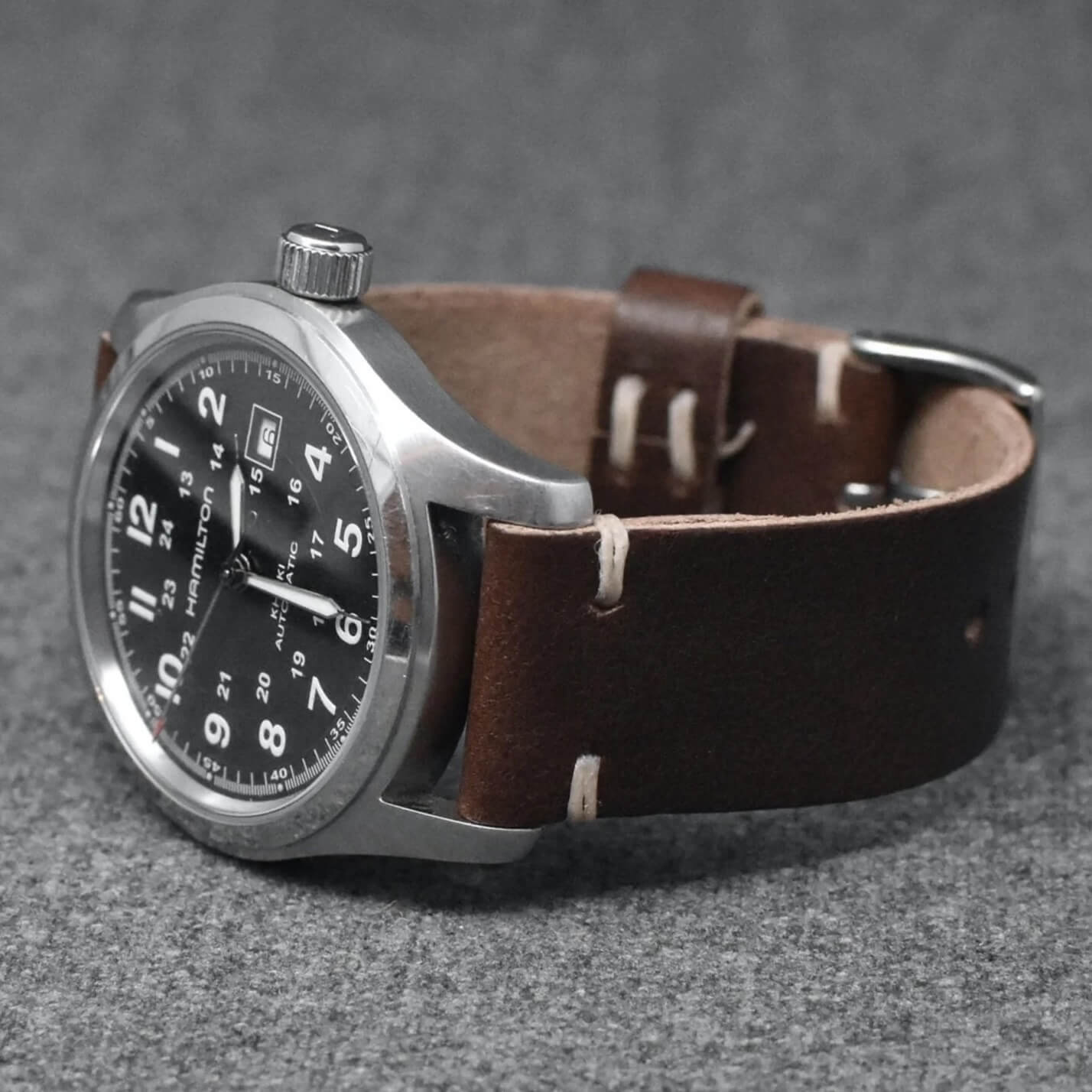brown Threaded Leather watch strap