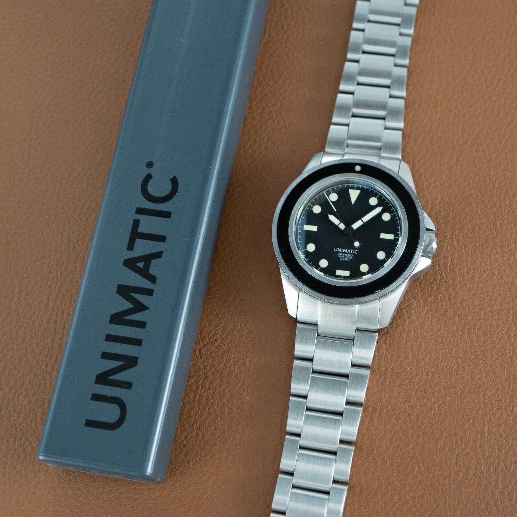 Unimatic Stainless Steel Bracelet and the packaging case