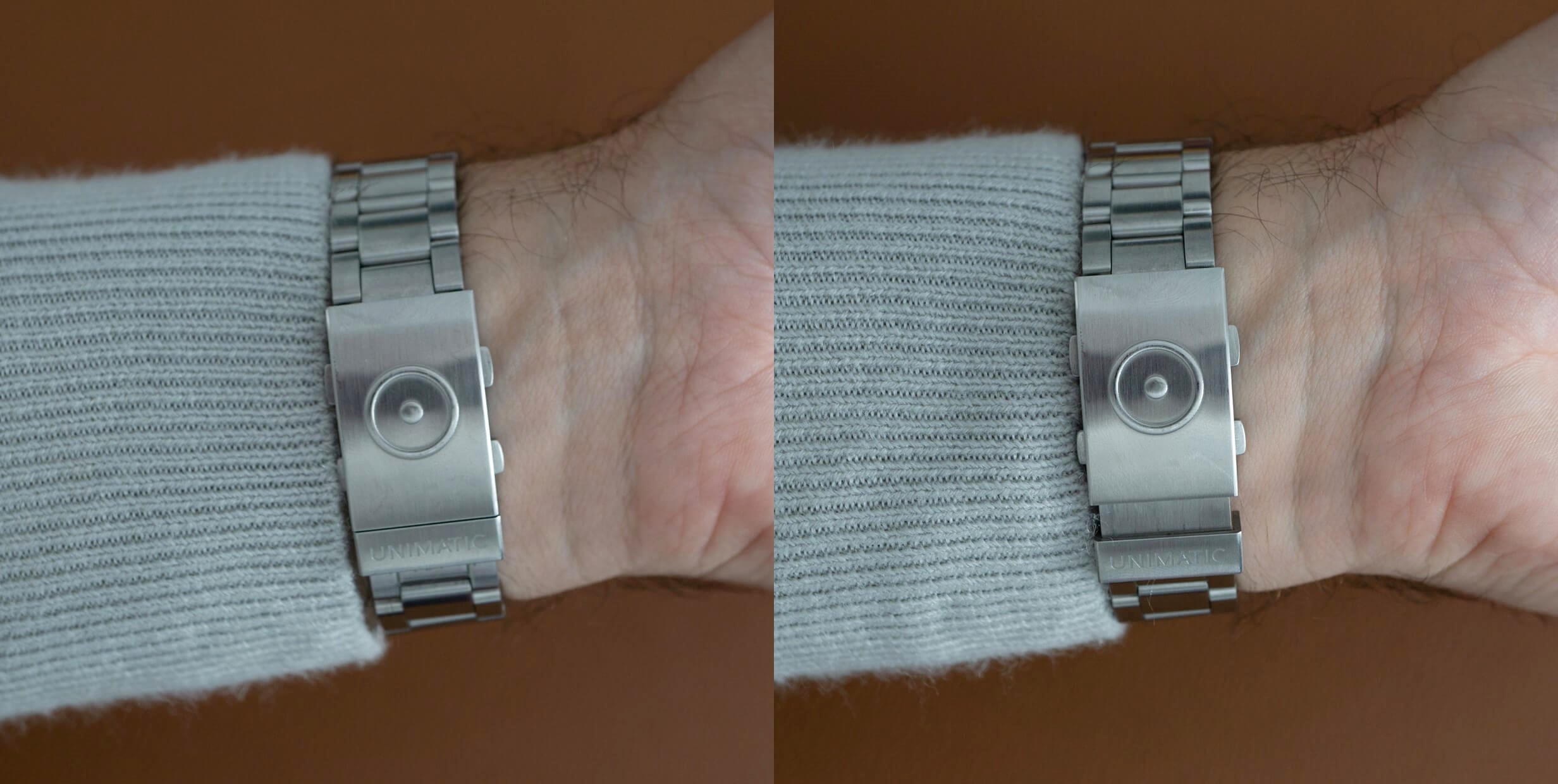 Unimatic Stainless Steel Bracelet on the wrist