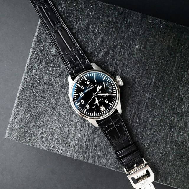 black alligator watch strap on IWC watch