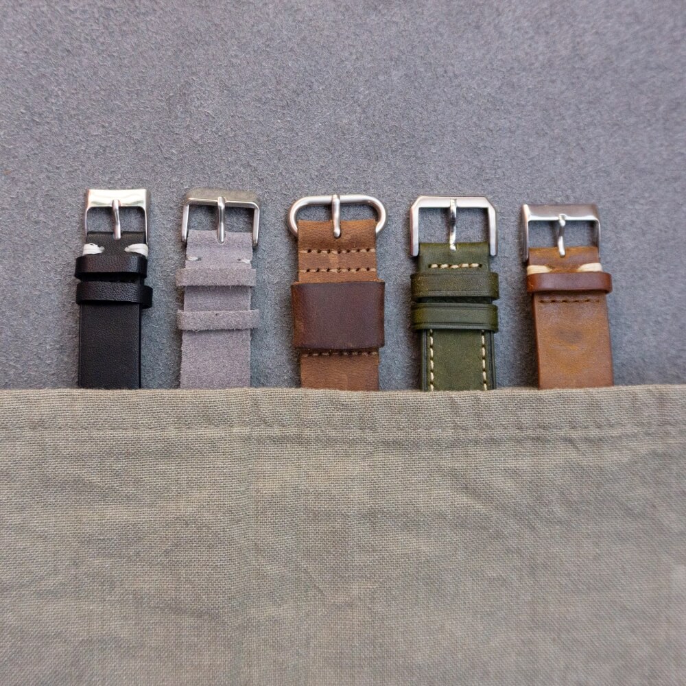 leather watch straps in cloth storage