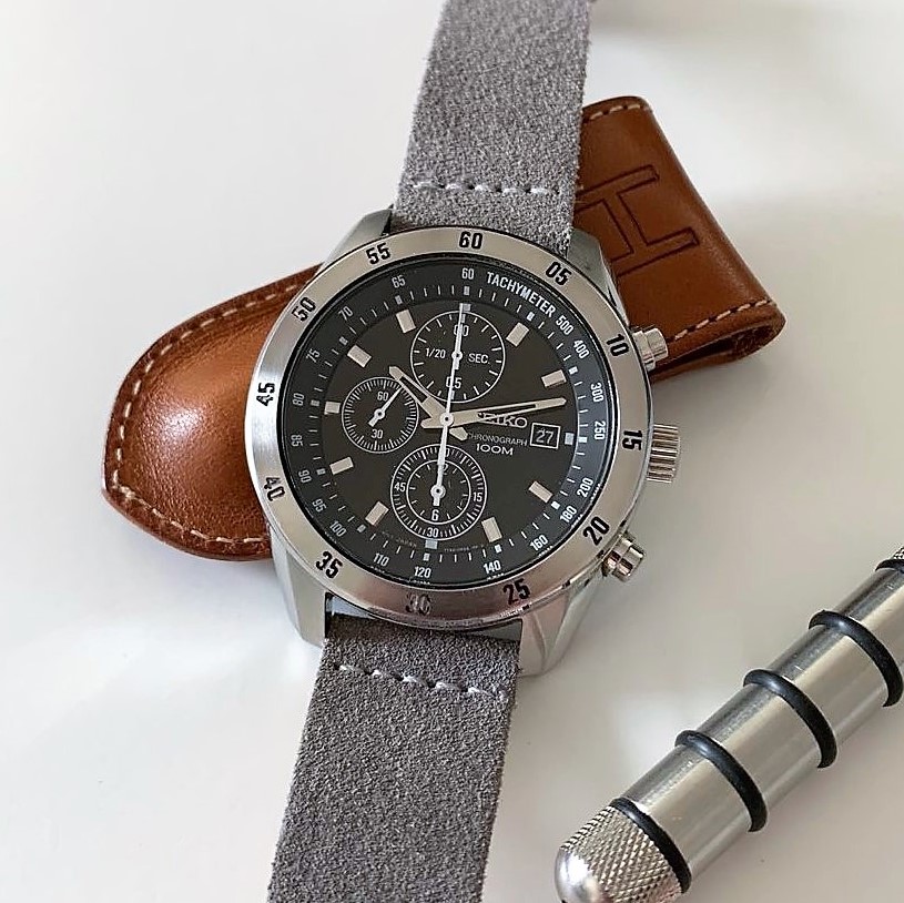 grey suede watch strap