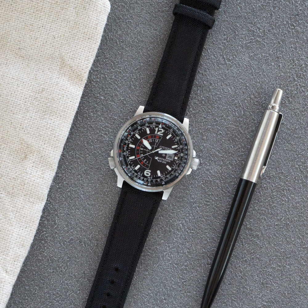 Citizen Nighthawk on a black Cordura® strap