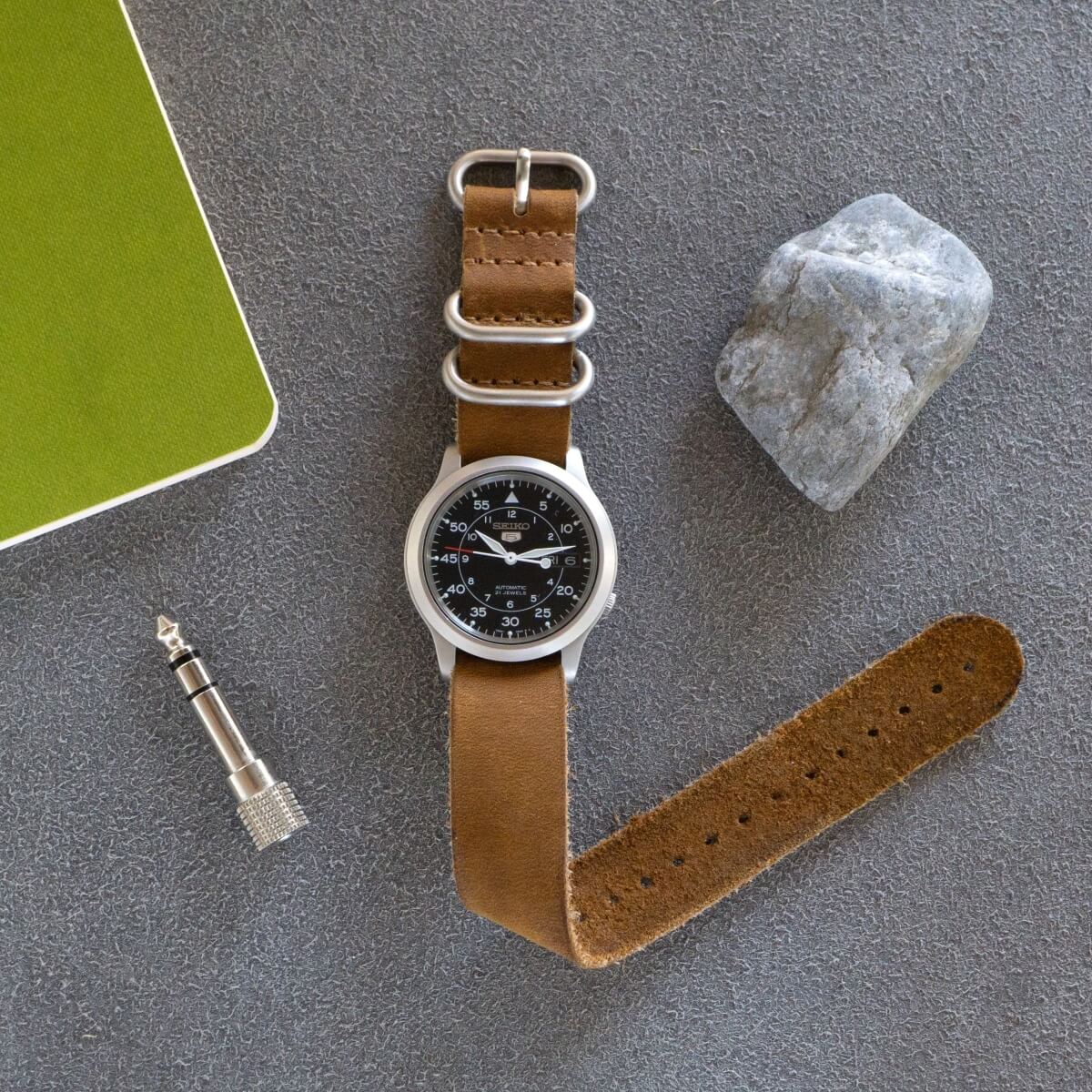 leather pass-through watch strap